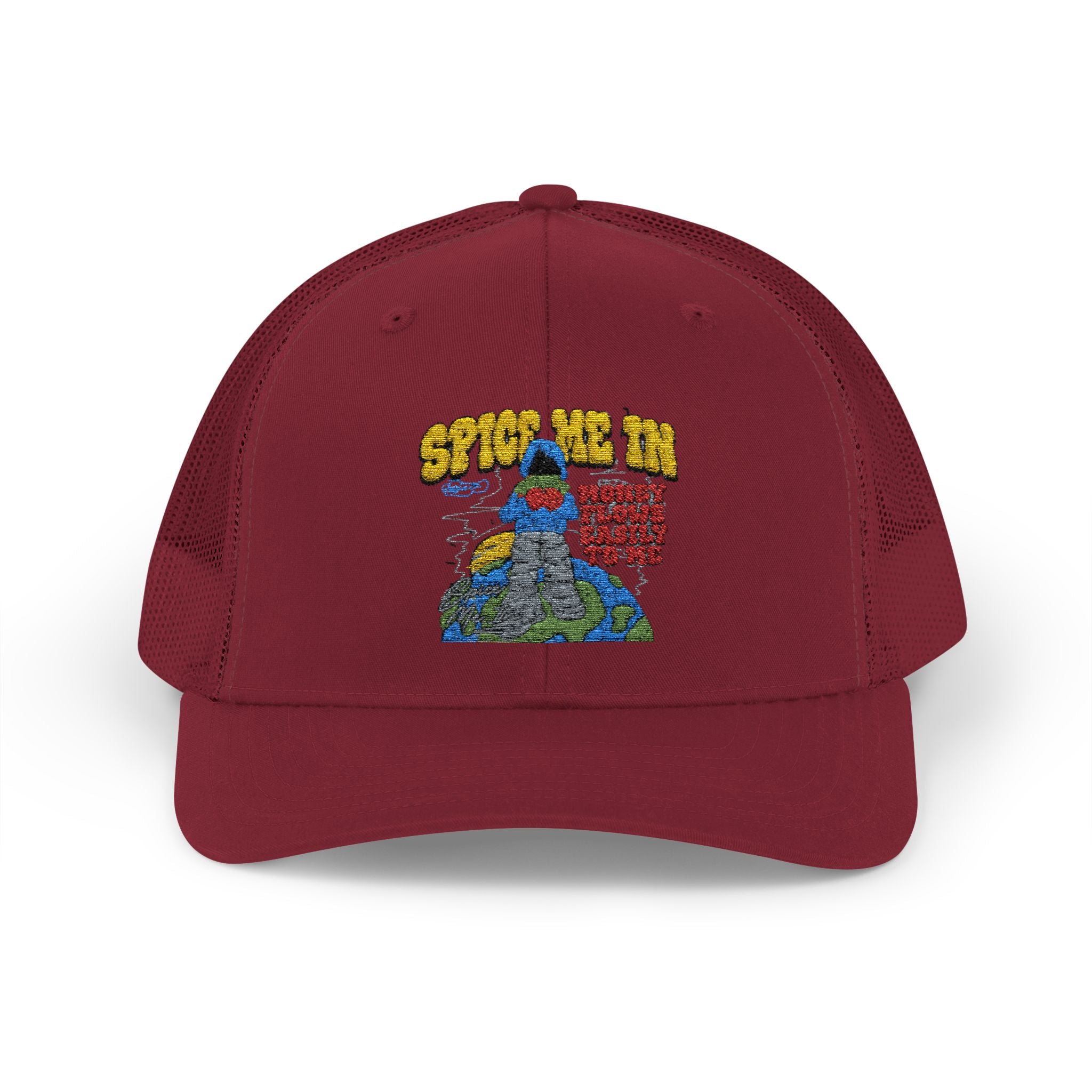Spice Me In - Snapback Trucker Cap — Colorful Cartoon Parrot Design
