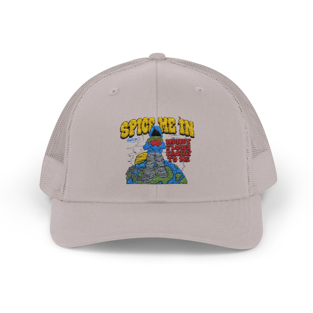 Spice Me In - Snapback Trucker Cap — Colorful Cartoon Parrot Design