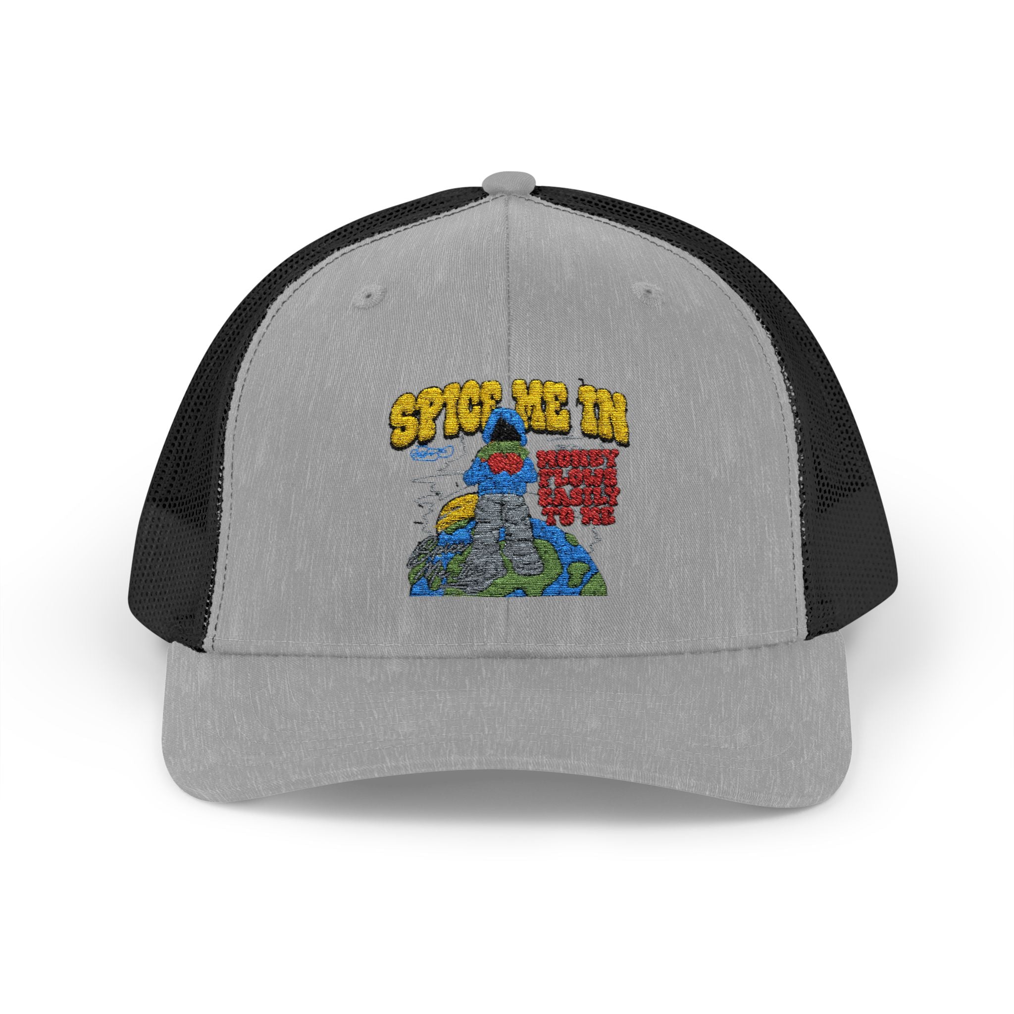 Spice Me In - Snapback Trucker Cap — Colorful Cartoon Parrot Design