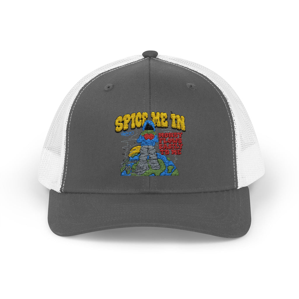 Spice Me In - Snapback Trucker Cap — Colorful Cartoon Parrot Design