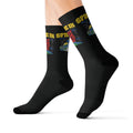 Spice Me In - Spice Me Up Black Sublimation Socks — Retro Hot Sauce Graphic