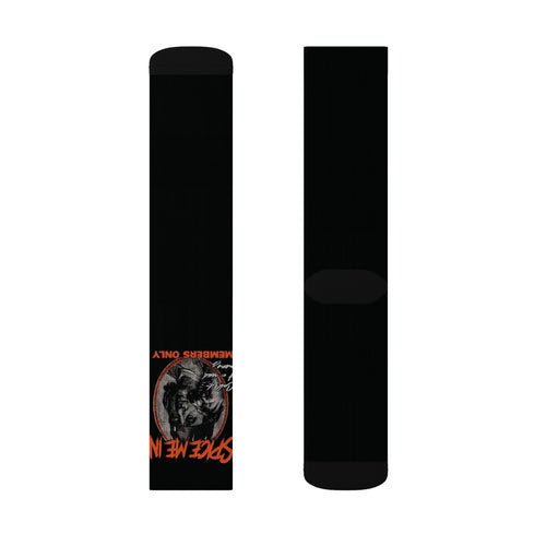 Spice Me In - Black 'Stayin' Alive' Retro Skull Sublimation Socks — Gothic Rock Crew Socks