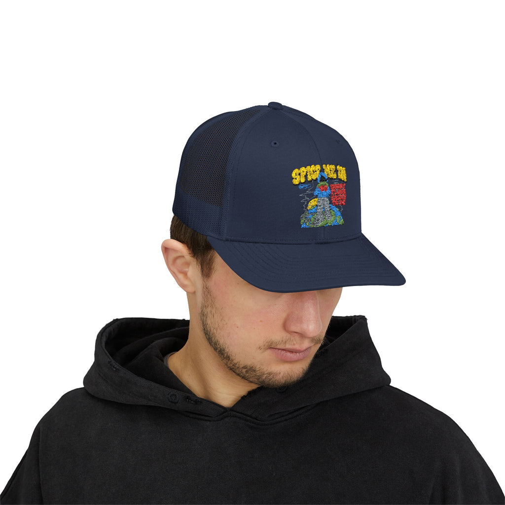 Spice Me In - Snapback Trucker Cap — Colorful Cartoon Parrot Design