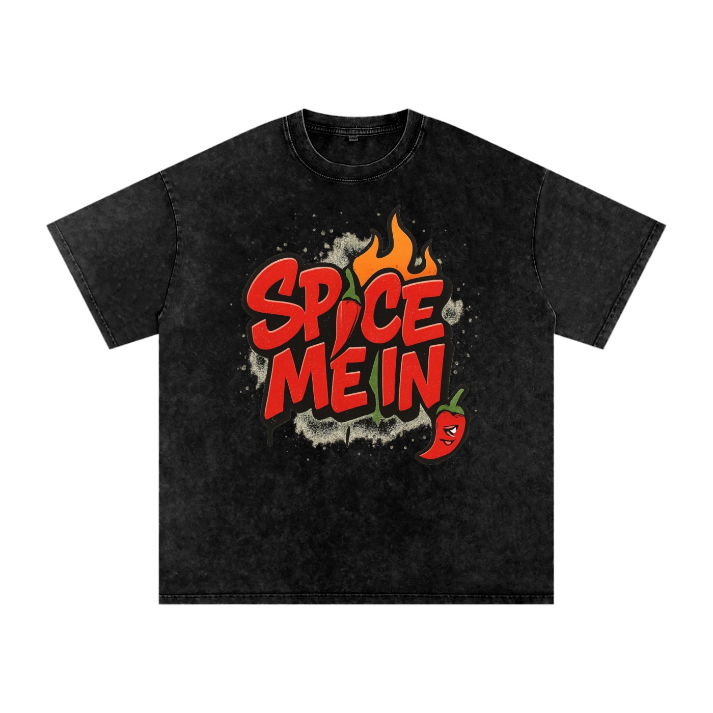 Spice Me In - Pepper Washed Oversized Cotton T-Shirt