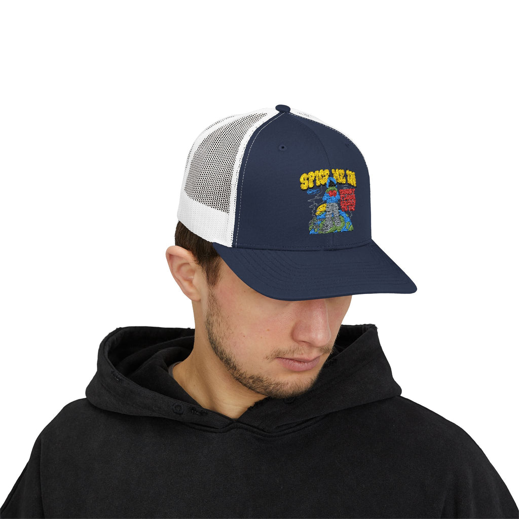 Spice Me In - Snapback Trucker Cap — Colorful Cartoon Parrot Design