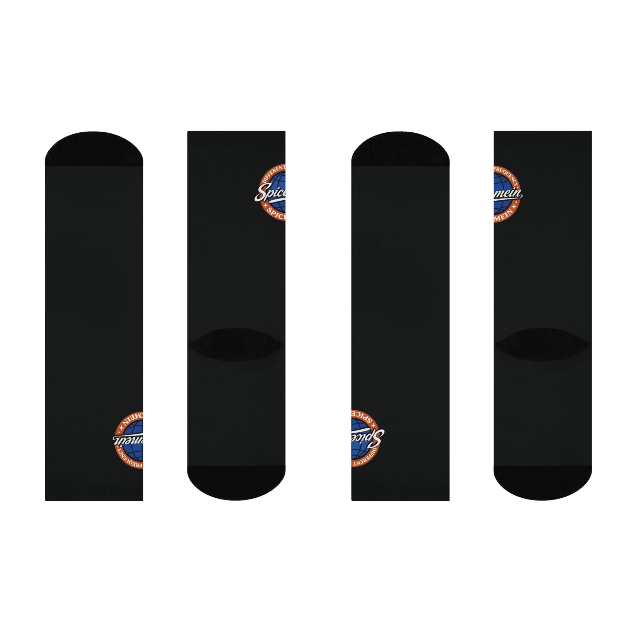 Spice Me In - Cushioned Crew Socks — 'Specimen' Vintage Badge Black Athletic Socks