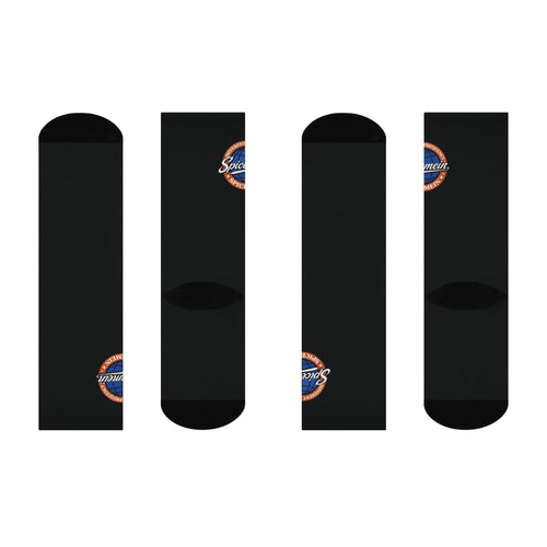 Spice Me In - Cushioned Crew Socks — 'Specimen' Vintage Badge Black Athletic Socks