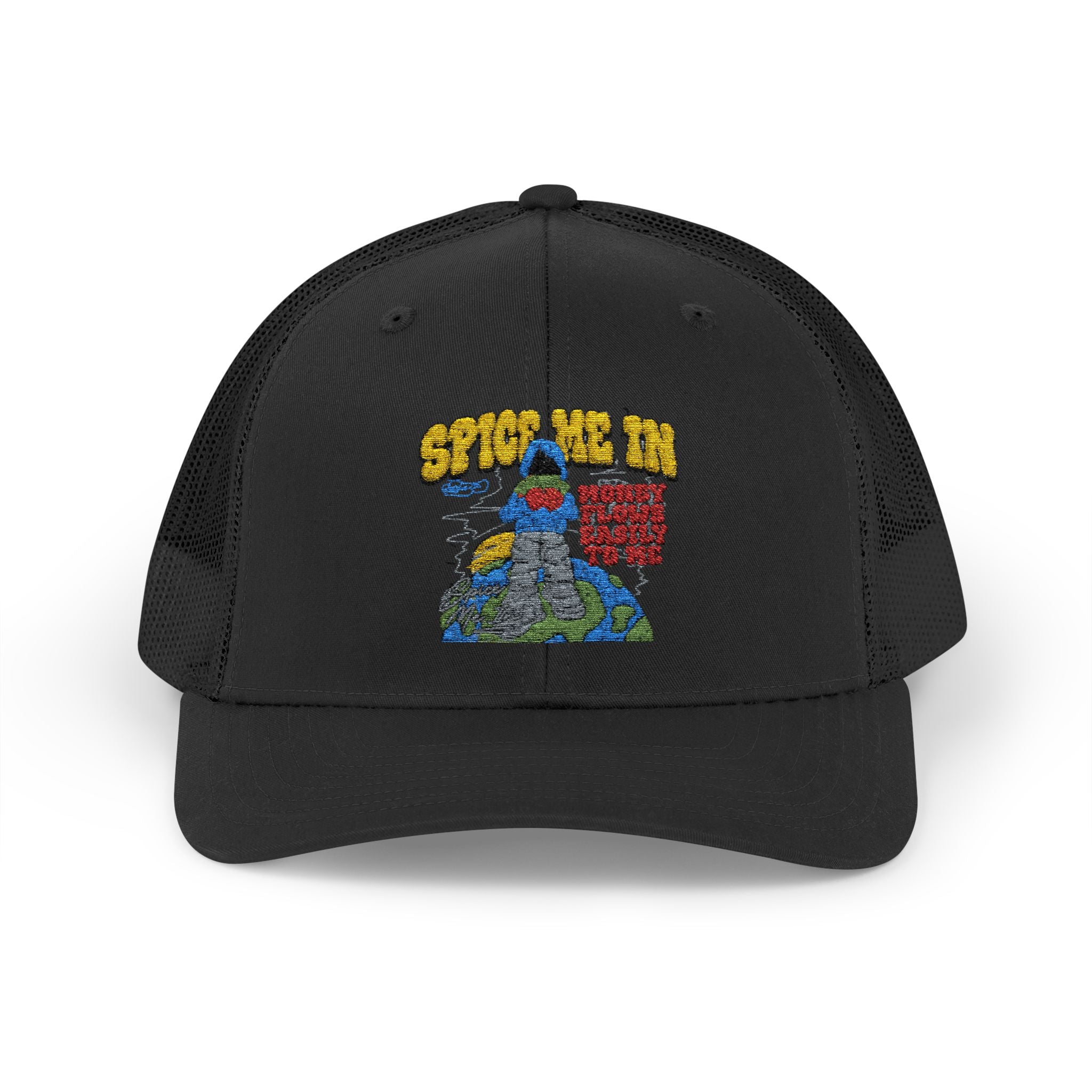 Spice Me In - Snapback Trucker Cap — Colorful Cartoon Parrot Design