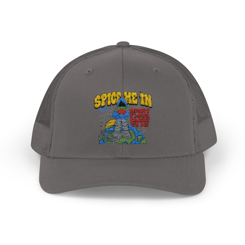 Spice Me In - Snapback Trucker Cap — Colorful Cartoon Parrot Design