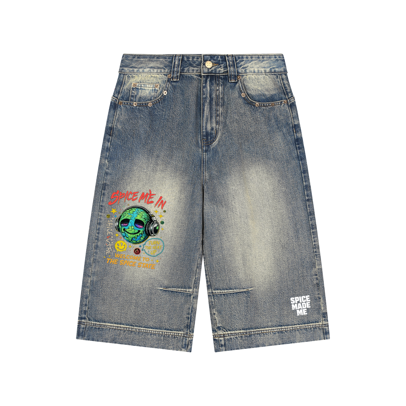 Spice Me In - Vintage Wash Spice Baggy Denim Shorts