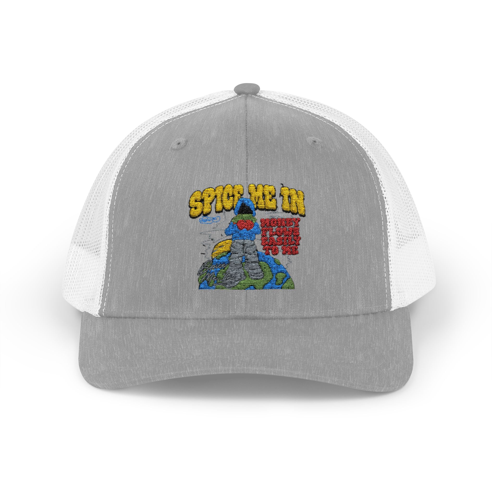Spice Me In - Snapback Trucker Cap — Colorful Cartoon Parrot Design