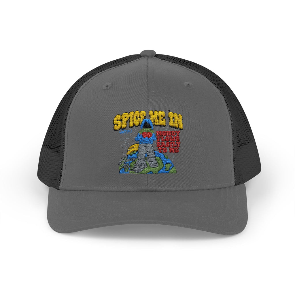 Spice Me In - Snapback Trucker Cap — Colorful Cartoon Parrot Design