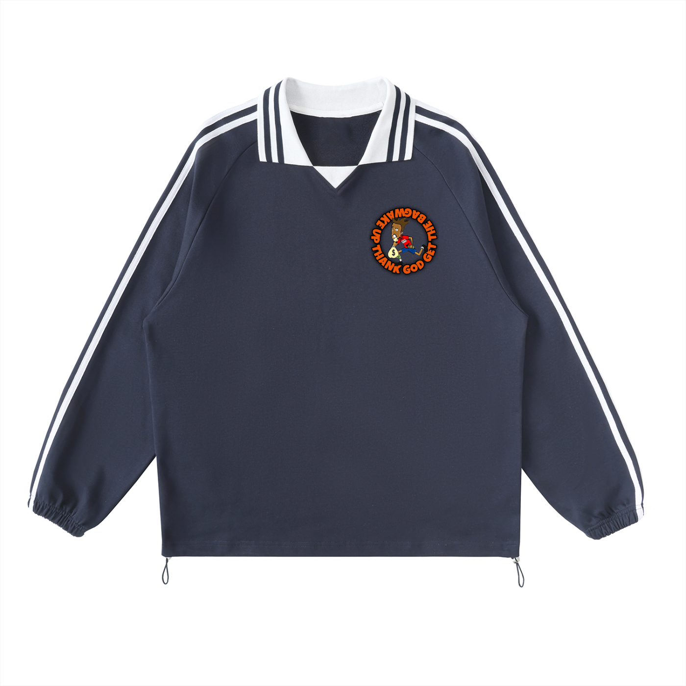 Spice Me In - Get The Bag Contrast Striped Lapel Collar Sweatshirt