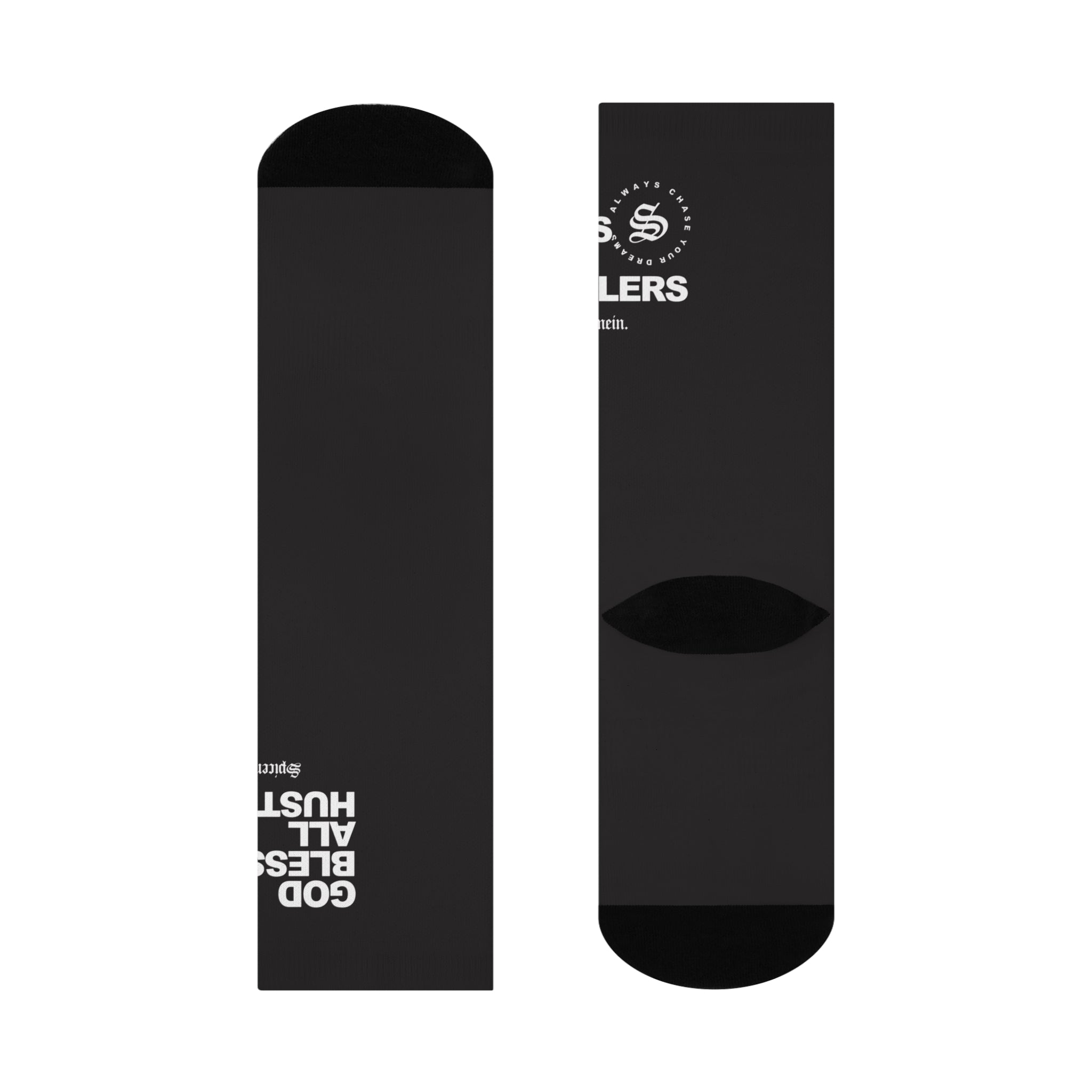 Spice Me In - God Bless All Hustlers Cushioned Crew Socks — Motivational Black Crew Socks