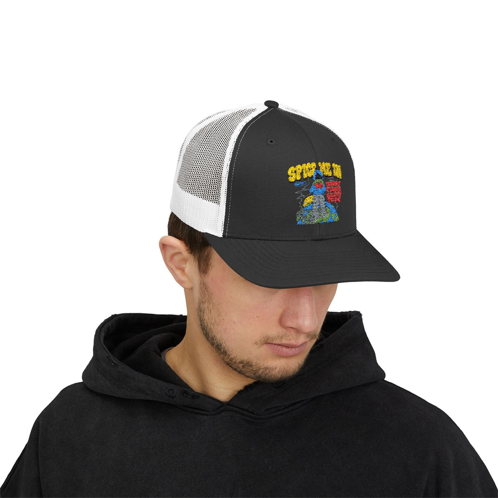 Spice Me In - Snapback Trucker Cap — Colorful Cartoon Parrot Design