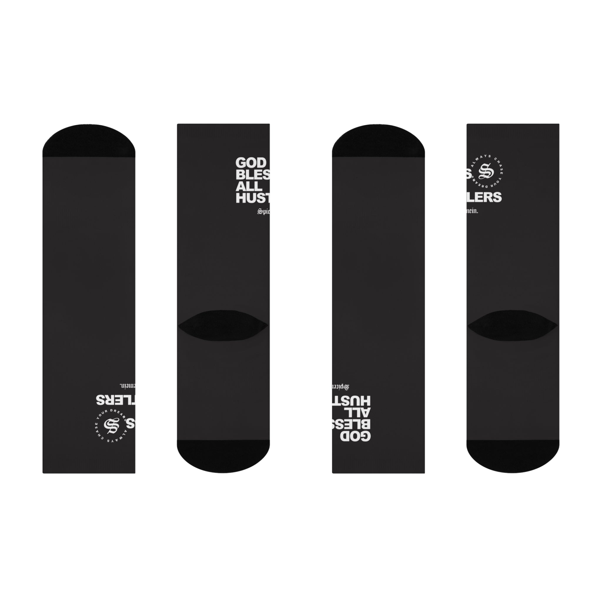 Spice Me In - God Bless All Hustlers Cushioned Crew Socks — Motivational Black Crew Socks