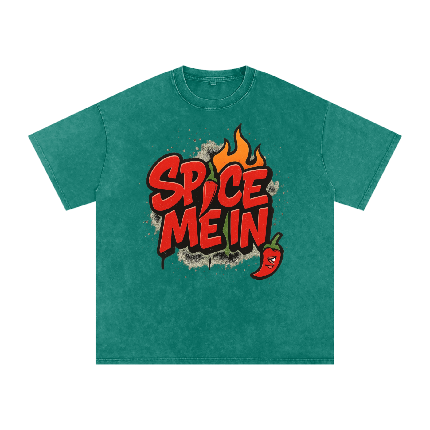 Spice Me In - Pepper Washed Oversized Cotton T-Shirt
