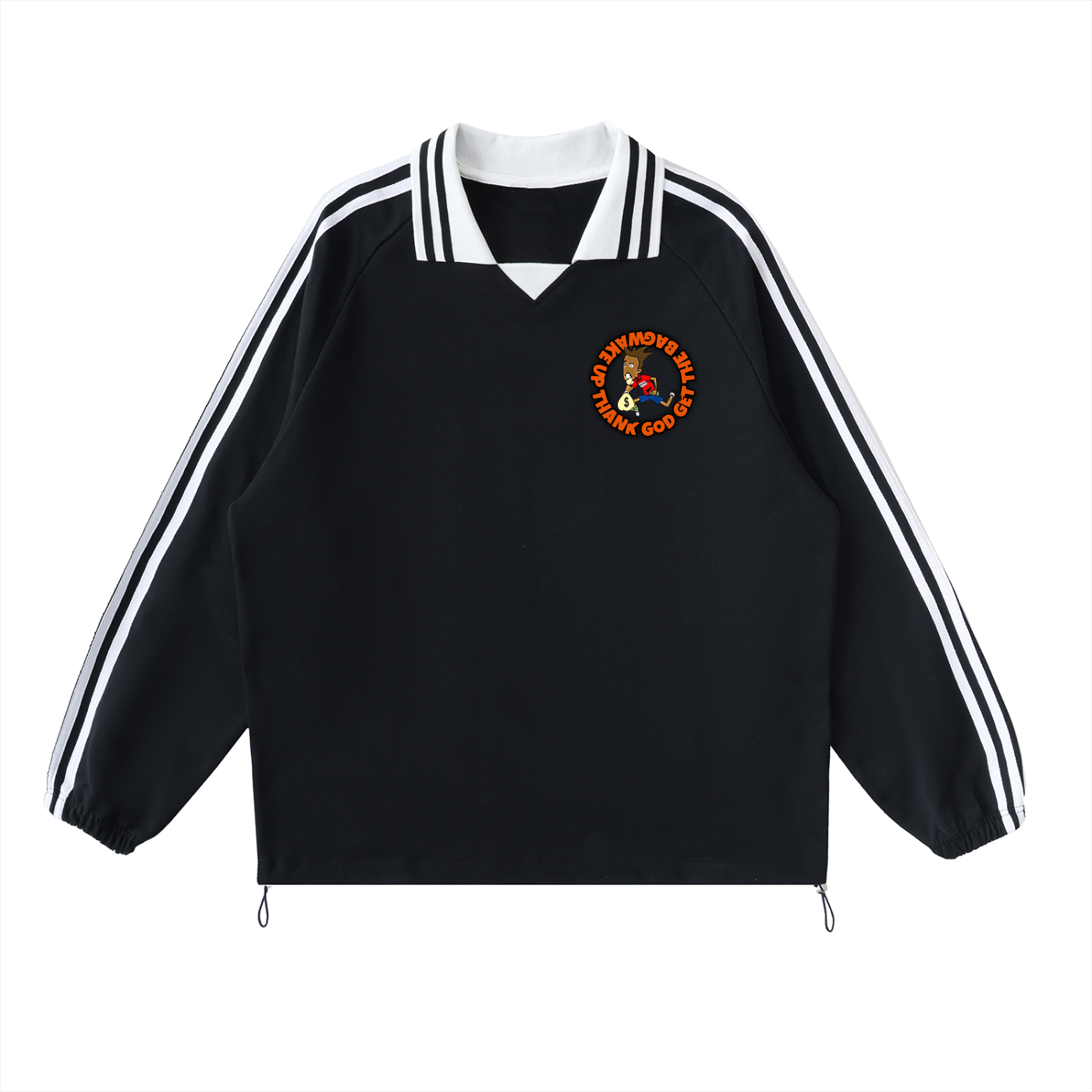 Spice Me In - Get The Bag Contrast Striped Lapel Collar Sweatshirt