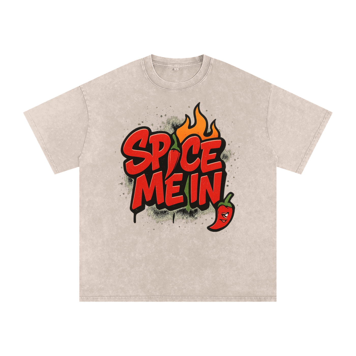 Spice Me In - Pepper Washed Oversized Cotton T-Shirt